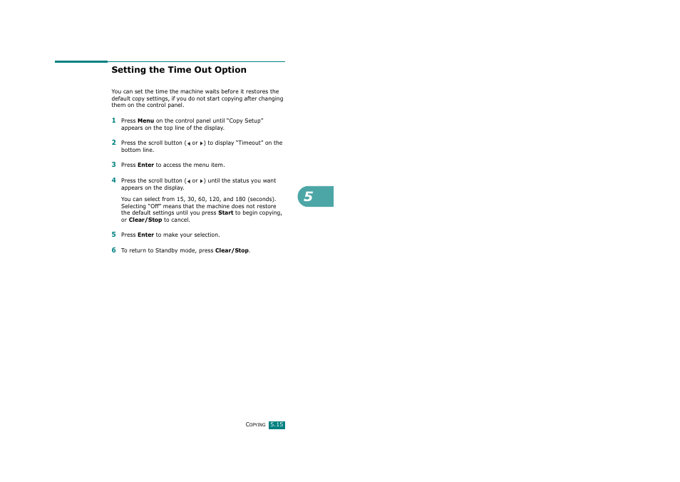 Setting the time out option | Ricoh Aficio FX200 User Manual | Page 128 / 278