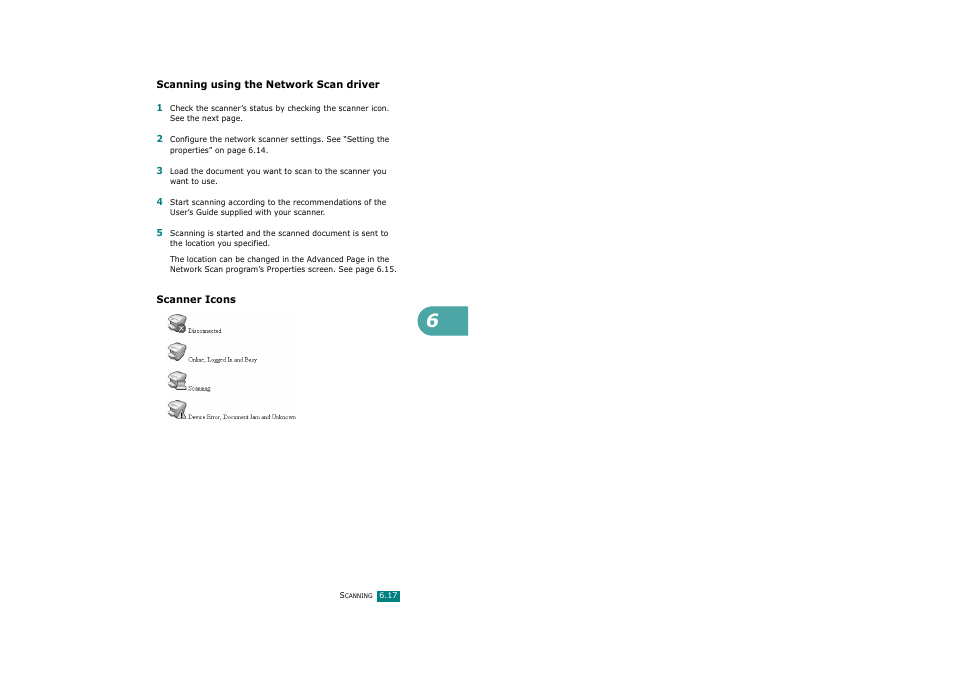 Scanning using the network scan driver, Scanner icons | Ricoh Aficio FX200 User Manual | Page 146 / 278
