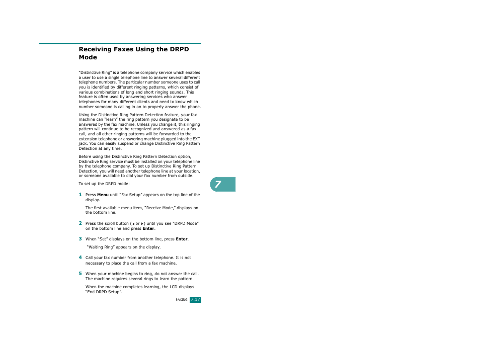 Receiving faxes using the drpd mode | Ricoh Aficio FX200 User Manual | Page 164 / 278
