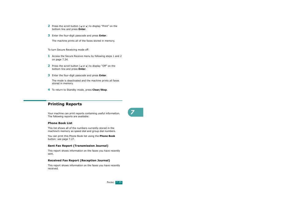 Printing reports | Ricoh Aficio FX200 User Manual | Page 182 / 278