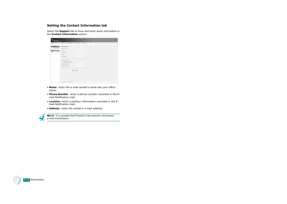Setting the contact information tab | Ricoh Aficio FX200 User Manual | Page 203 / 278