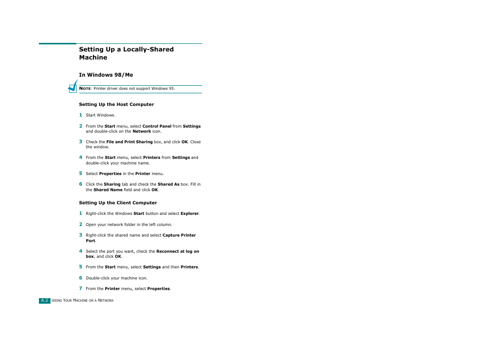 Setting up a locally-shared machine, In windows 98/me | Ricoh Aficio FX200 User Manual | Page 247 / 278