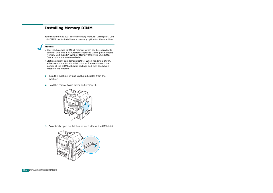 Installing memory dimm | Ricoh Aficio FX200 User Manual | Page 255 / 278