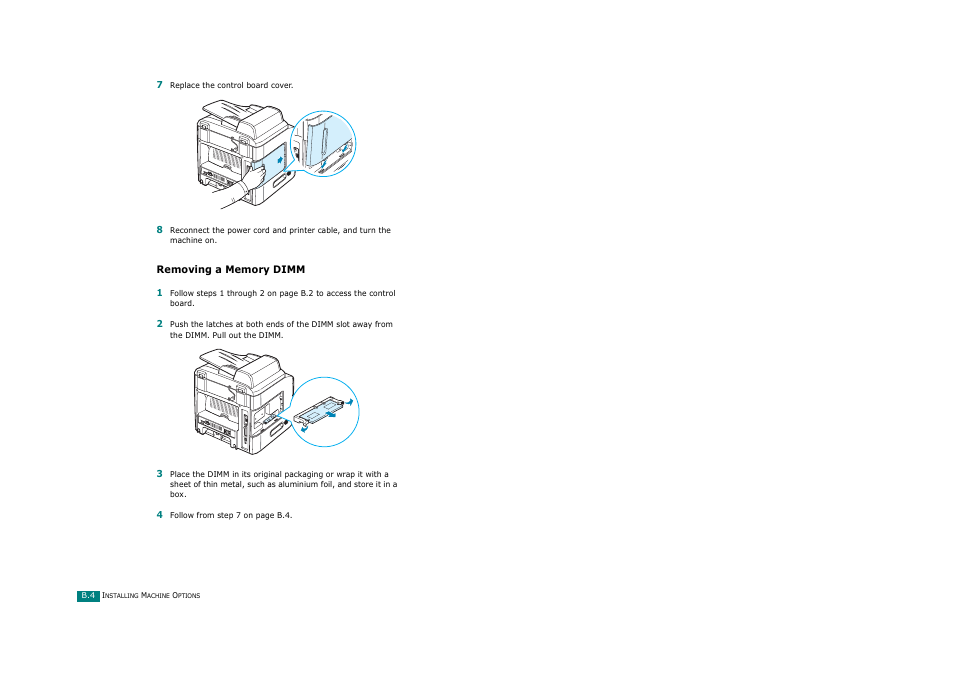 Removing a memory dimm | Ricoh Aficio FX200 User Manual | Page 257 / 278