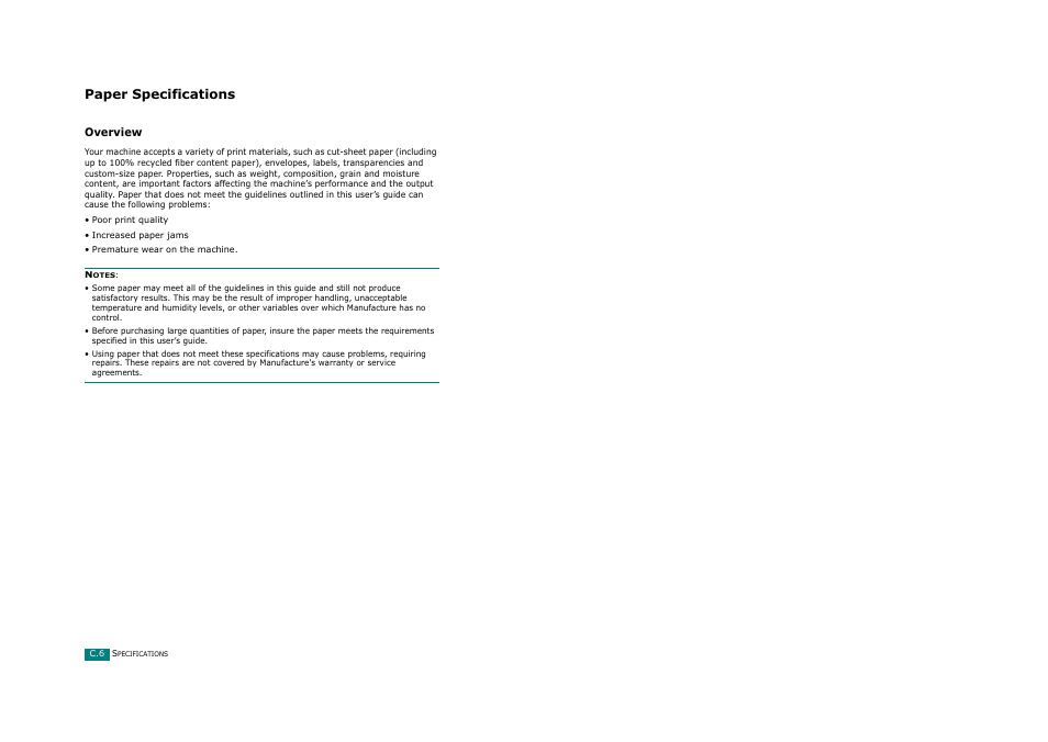 Paper specifications, Overview, See “paper | See “paper specifications | Ricoh Aficio FX200 User Manual | Page 267 / 278