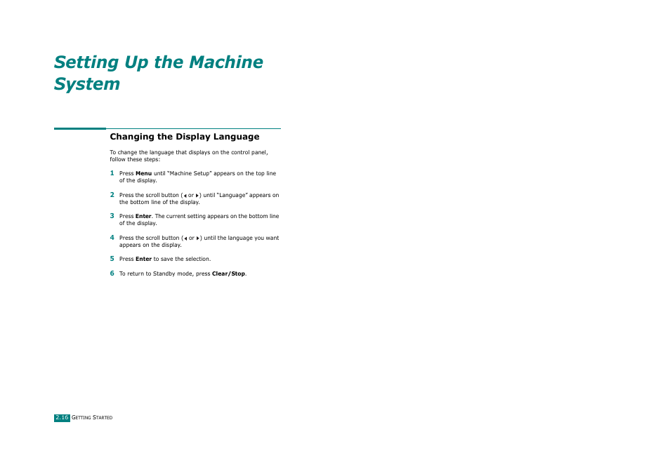 Changing the display language, Setting up the machine system | Ricoh Aficio FX200 User Manual | Page 41 / 278