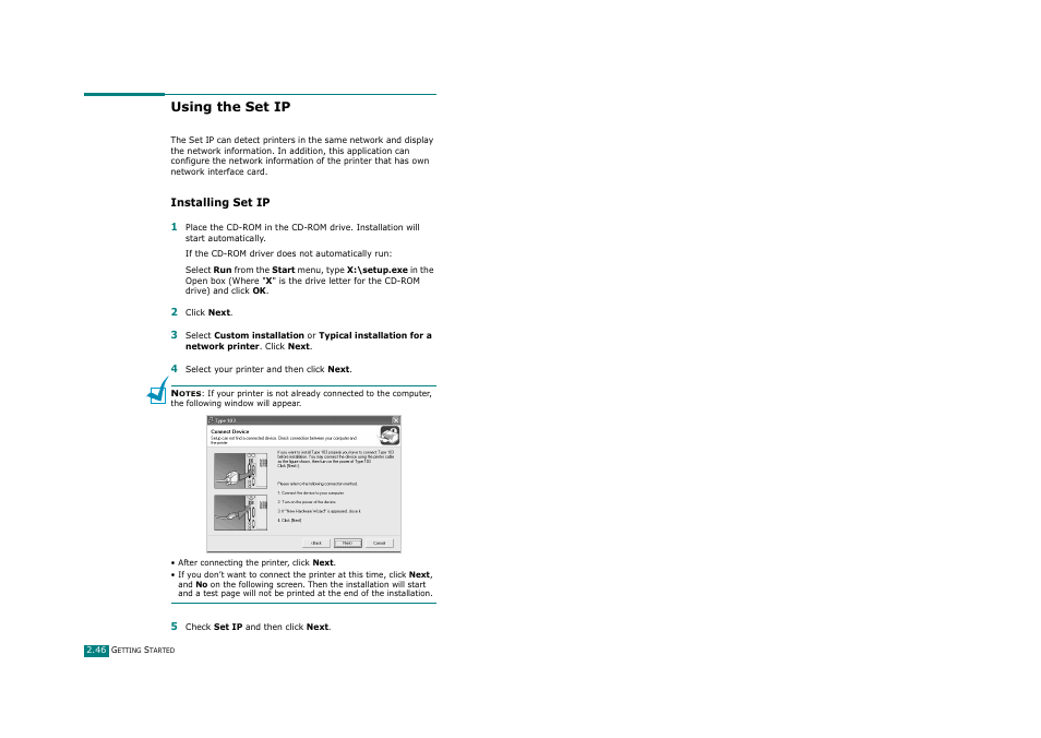 Using the set ip, Installing set ip | Ricoh Aficio FX200 User Manual | Page 71 / 278