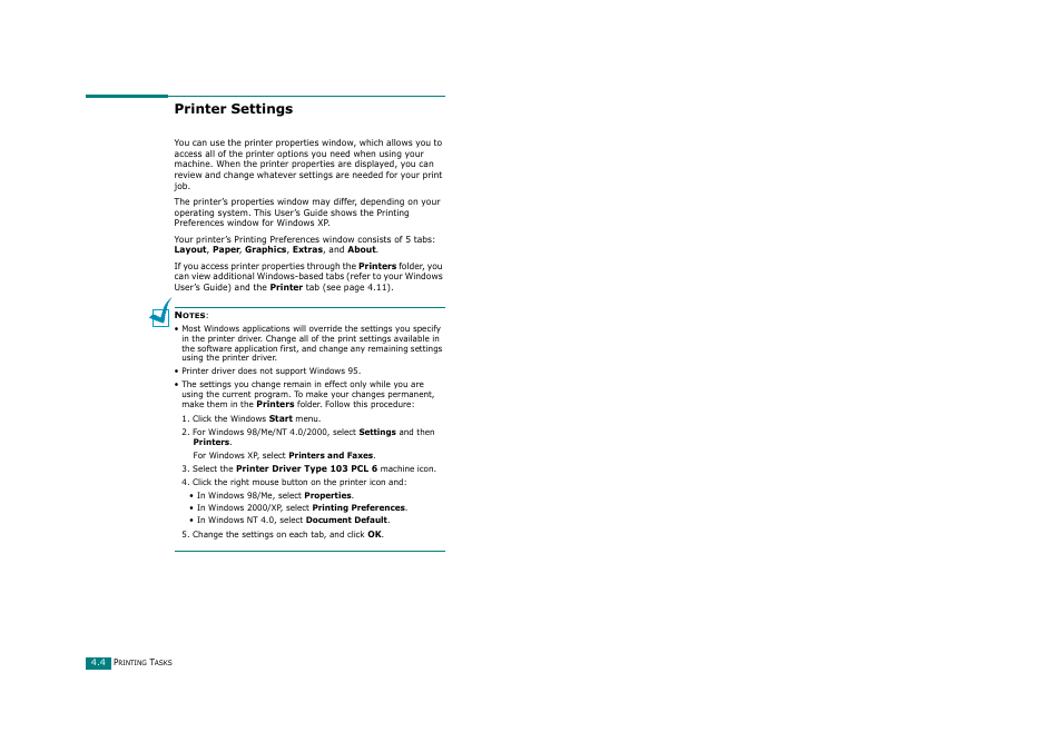 Printer settings | Ricoh Aficio FX200 User Manual | Page 93 / 278