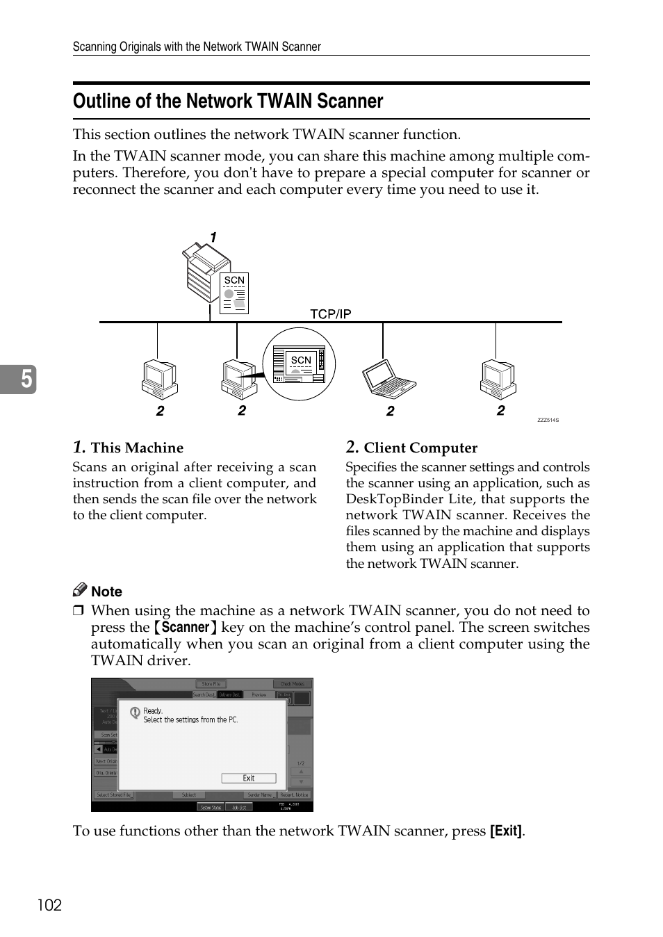 Outline of the network twain scanner | Ricoh Type W3600 User Manual | Page 110 / 166