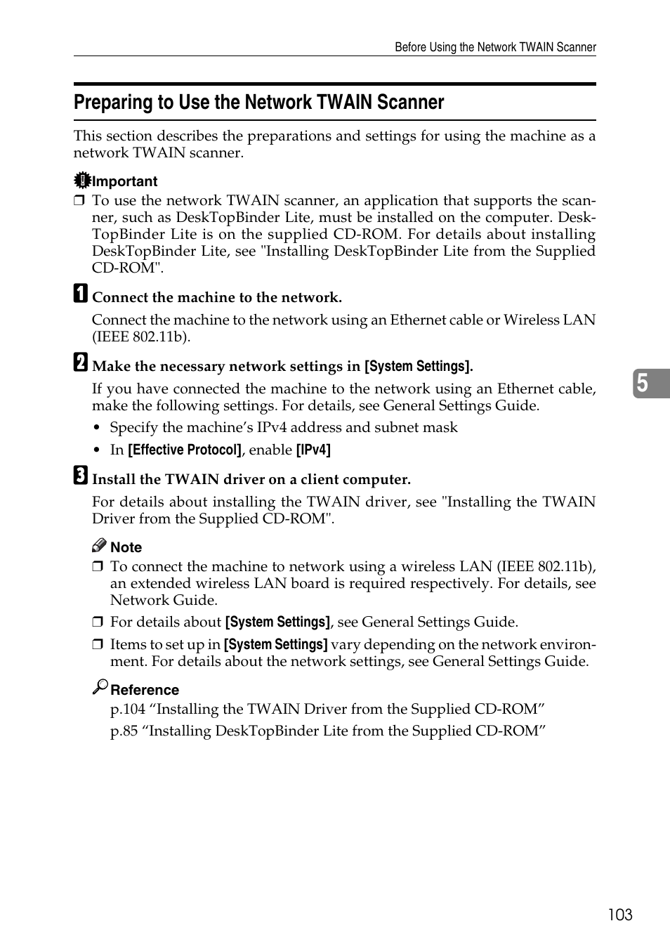 Preparing to use the network twain scanner | Ricoh Type W3600 User Manual | Page 111 / 166
