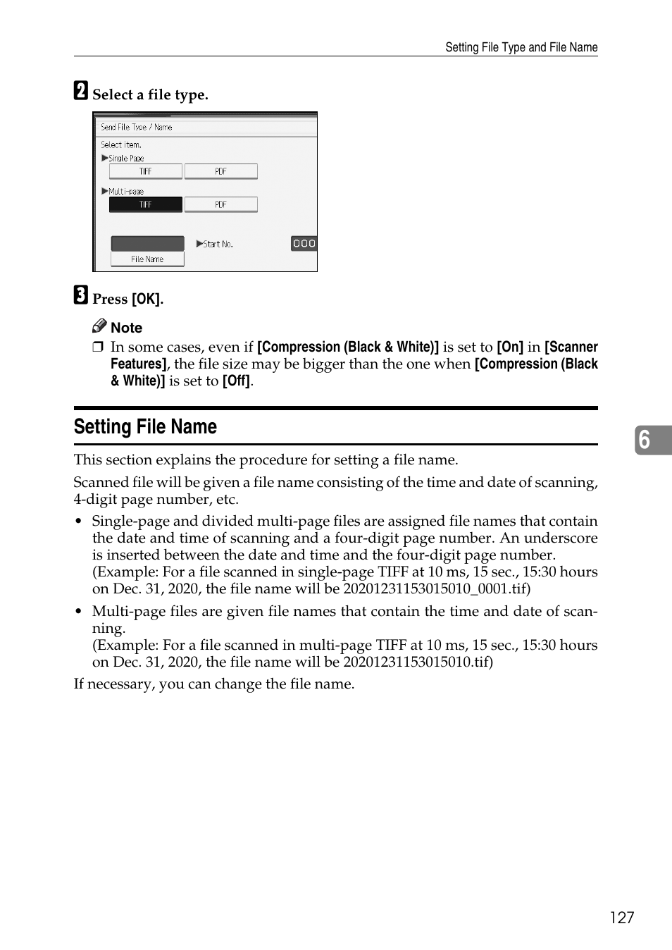 Setting file name | Ricoh Type W3600 User Manual | Page 135 / 166