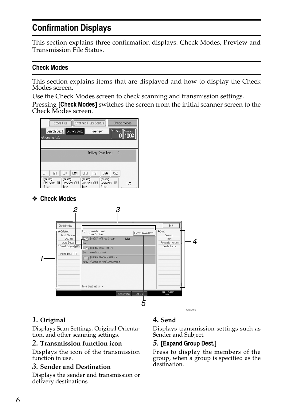 Confirmation displays, Check modes | Ricoh Type W3600 User Manual | Page 14 / 166