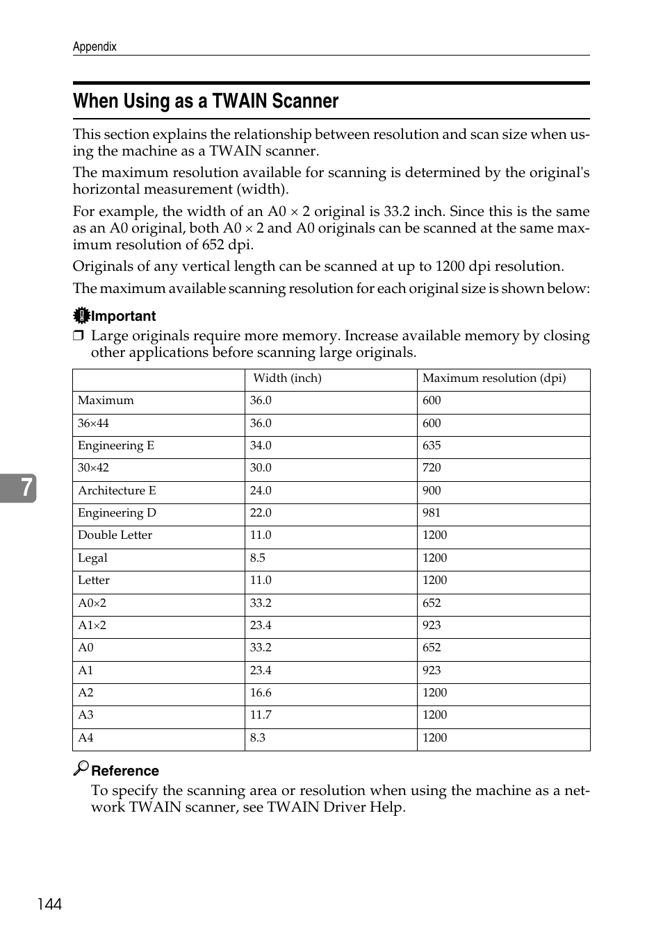 When using as a twain scanner | Ricoh Type W3600 User Manual | Page 152 / 166