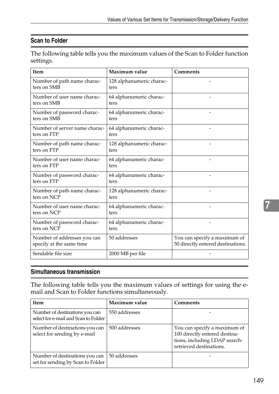 Scan to folder, Simultaneous transmission | Ricoh Type W3600 User Manual | Page 157 / 166