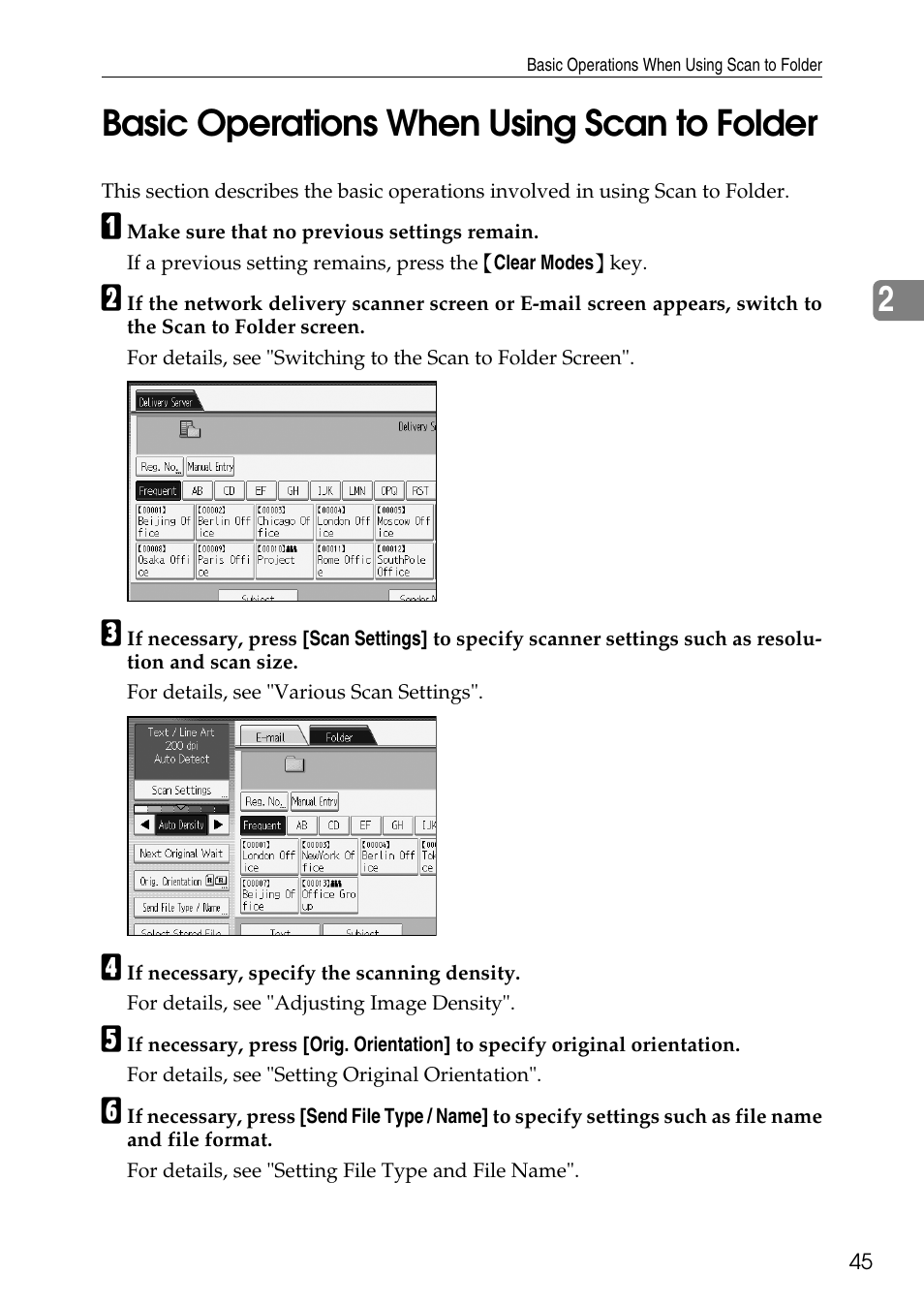 Basic operations when using scan to folder, 2basic operations when using scan to folder | Ricoh Type W3600 User Manual | Page 53 / 166