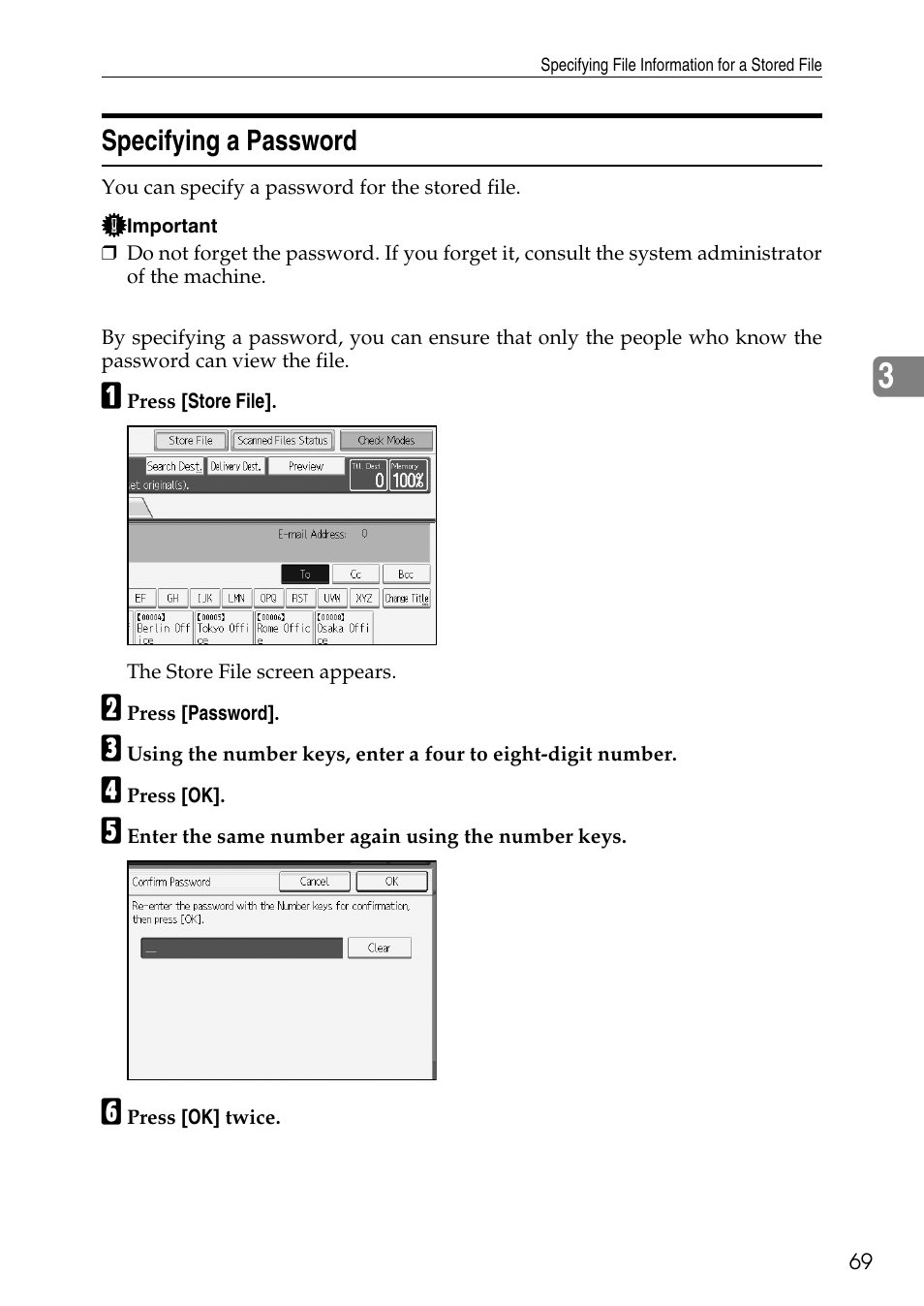 Specifying a password | Ricoh Type W3600 User Manual | Page 77 / 166