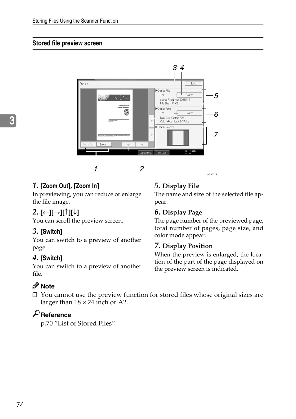 Stored file preview screen | Ricoh Type W3600 User Manual | Page 82 / 166