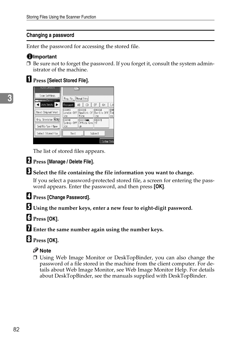 Changing a password | Ricoh Type W3600 User Manual | Page 90 / 166