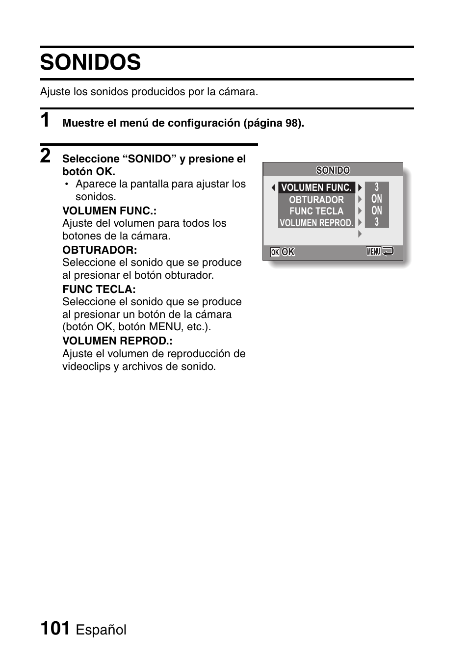 Sonidos, Español | Ricoh R50 User Manual | Page 103 / 159