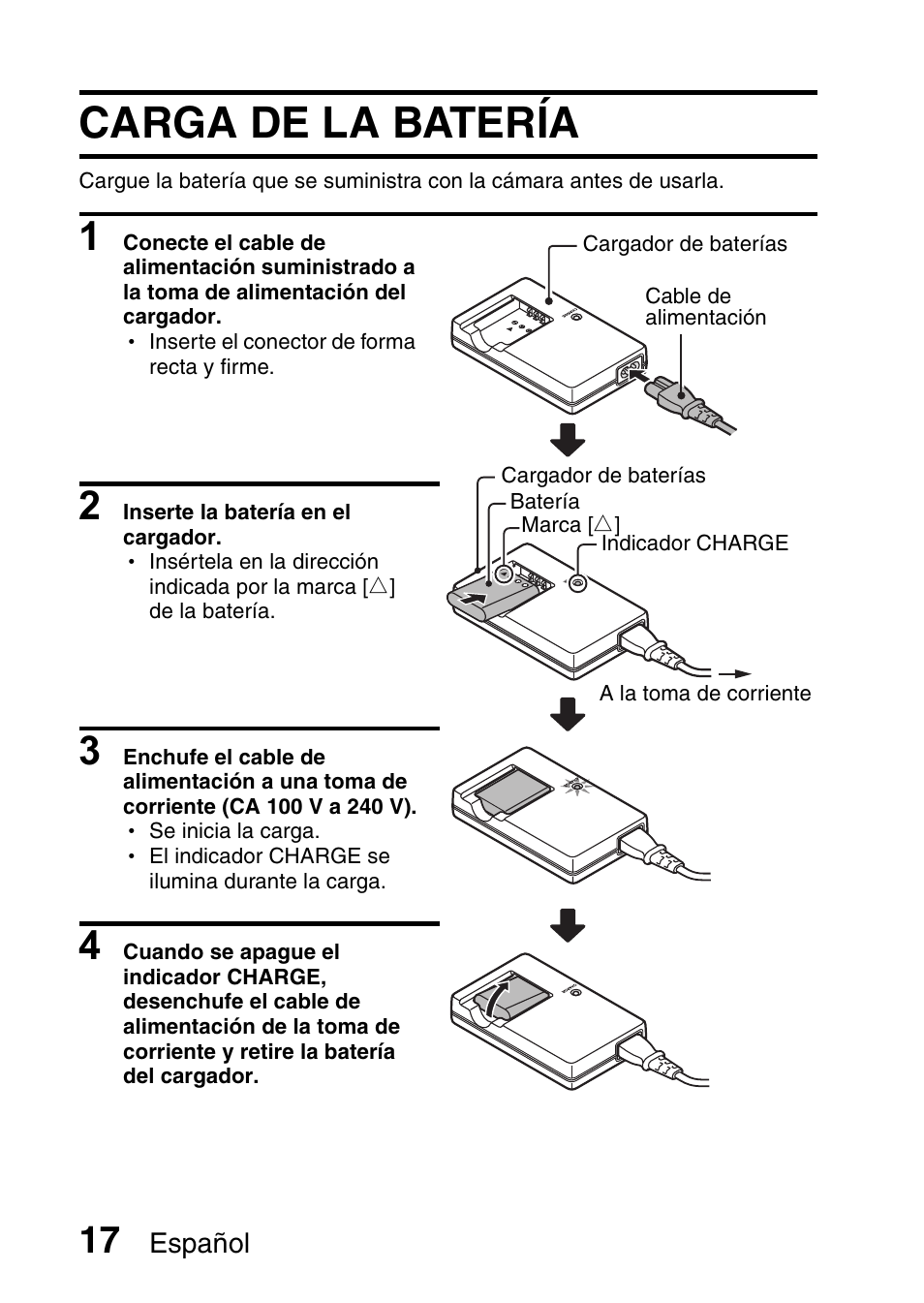 Carga de la batería | Ricoh R50 User Manual | Page 19 / 159