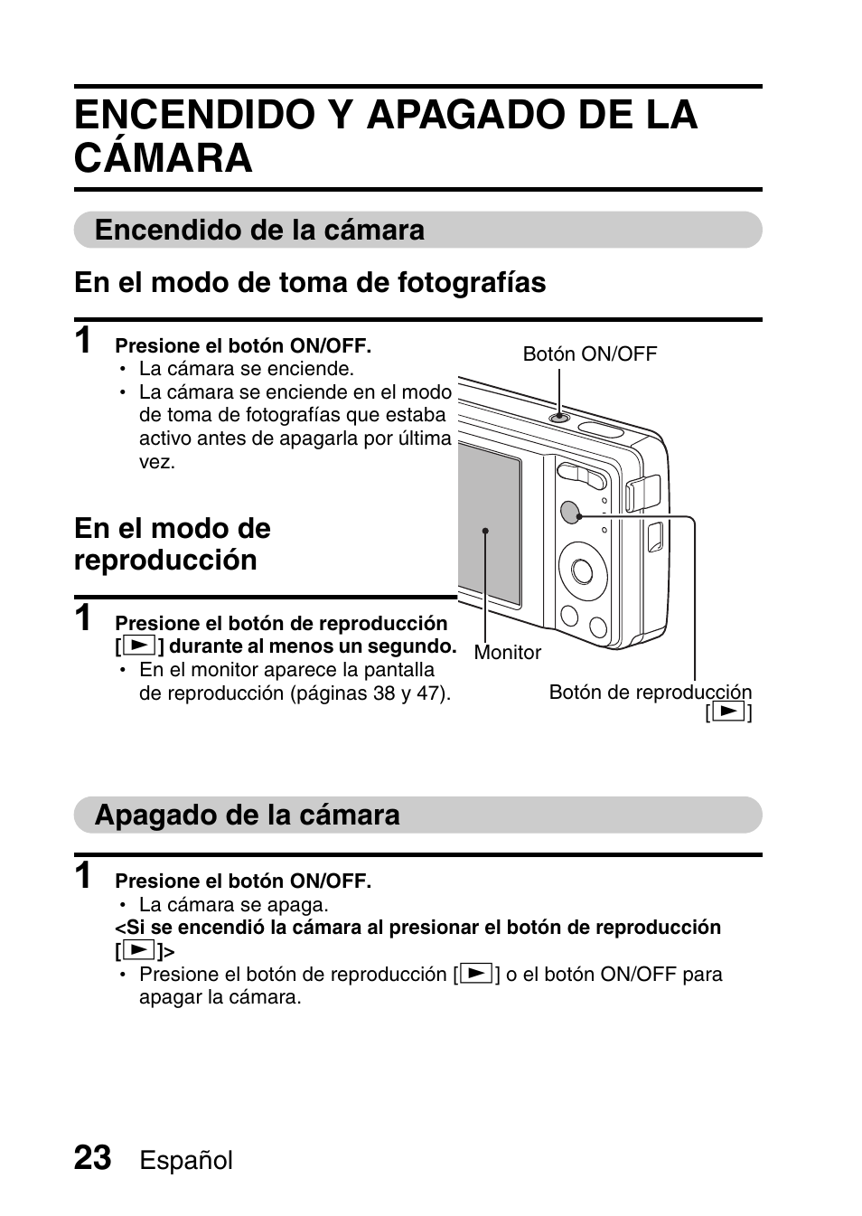 Encendido y apagado de la cámara | Ricoh R50 User Manual | Page 25 / 159