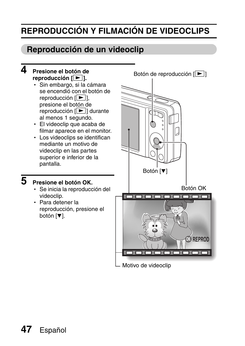 Reproducción de un, Español | Ricoh R50 User Manual | Page 49 / 159