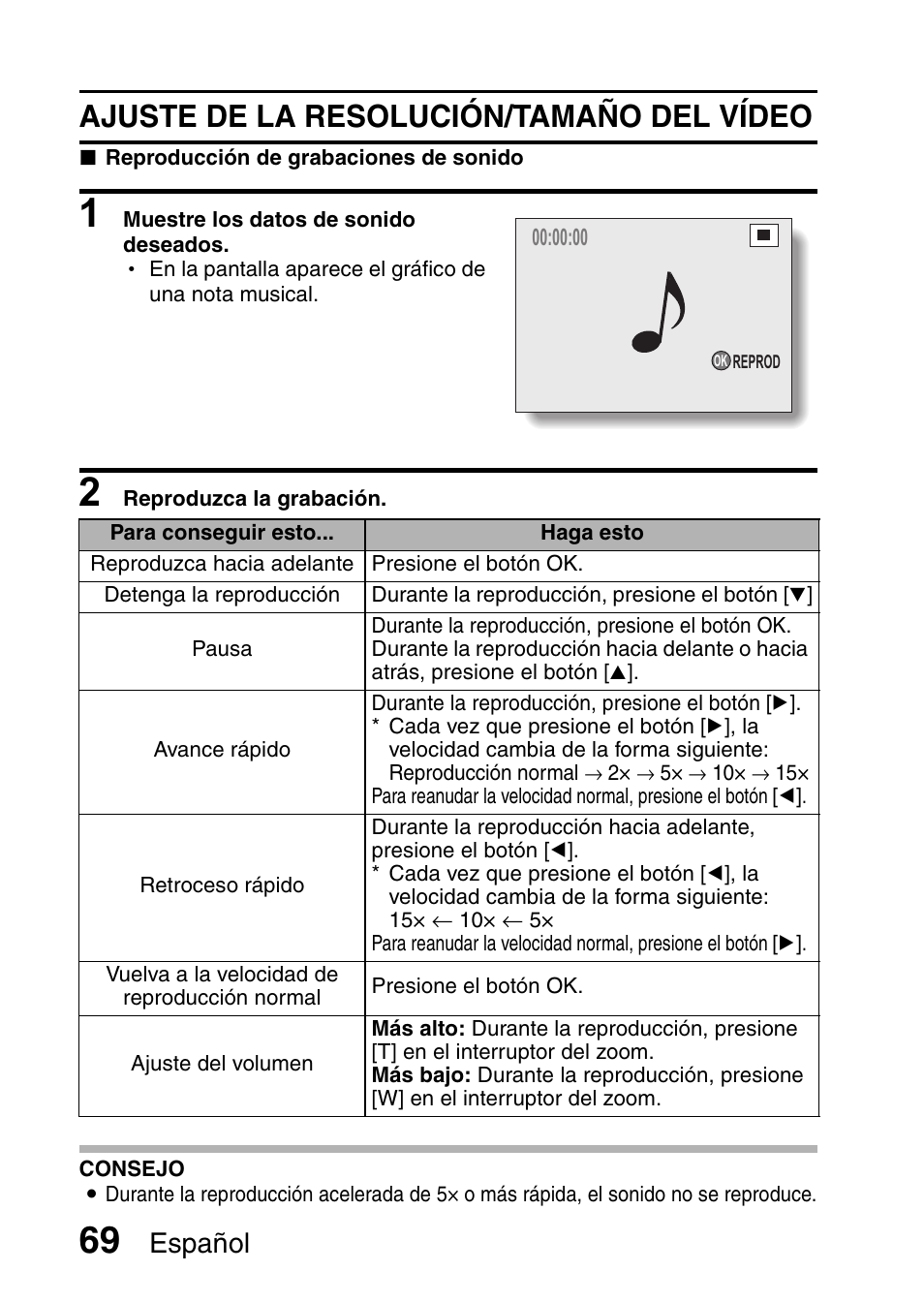 Ajuste de la resolución/tamaño del vídeo, Español | Ricoh R50 User Manual | Page 71 / 159