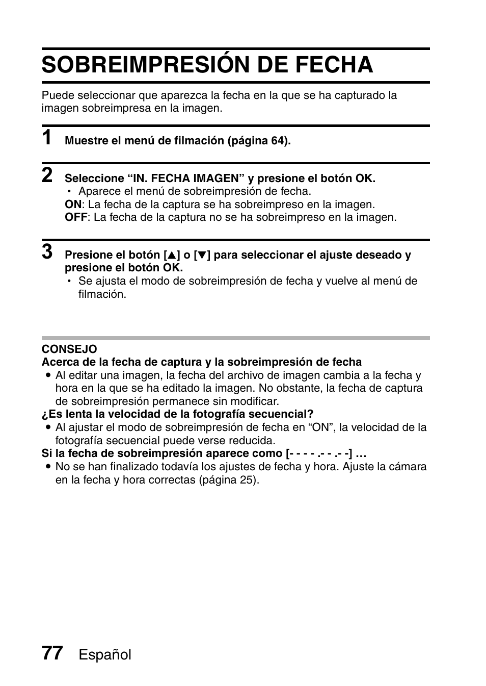 Sobreimpresión de fecha, Sobreimpresión de | Ricoh R50 User Manual | Page 79 / 159