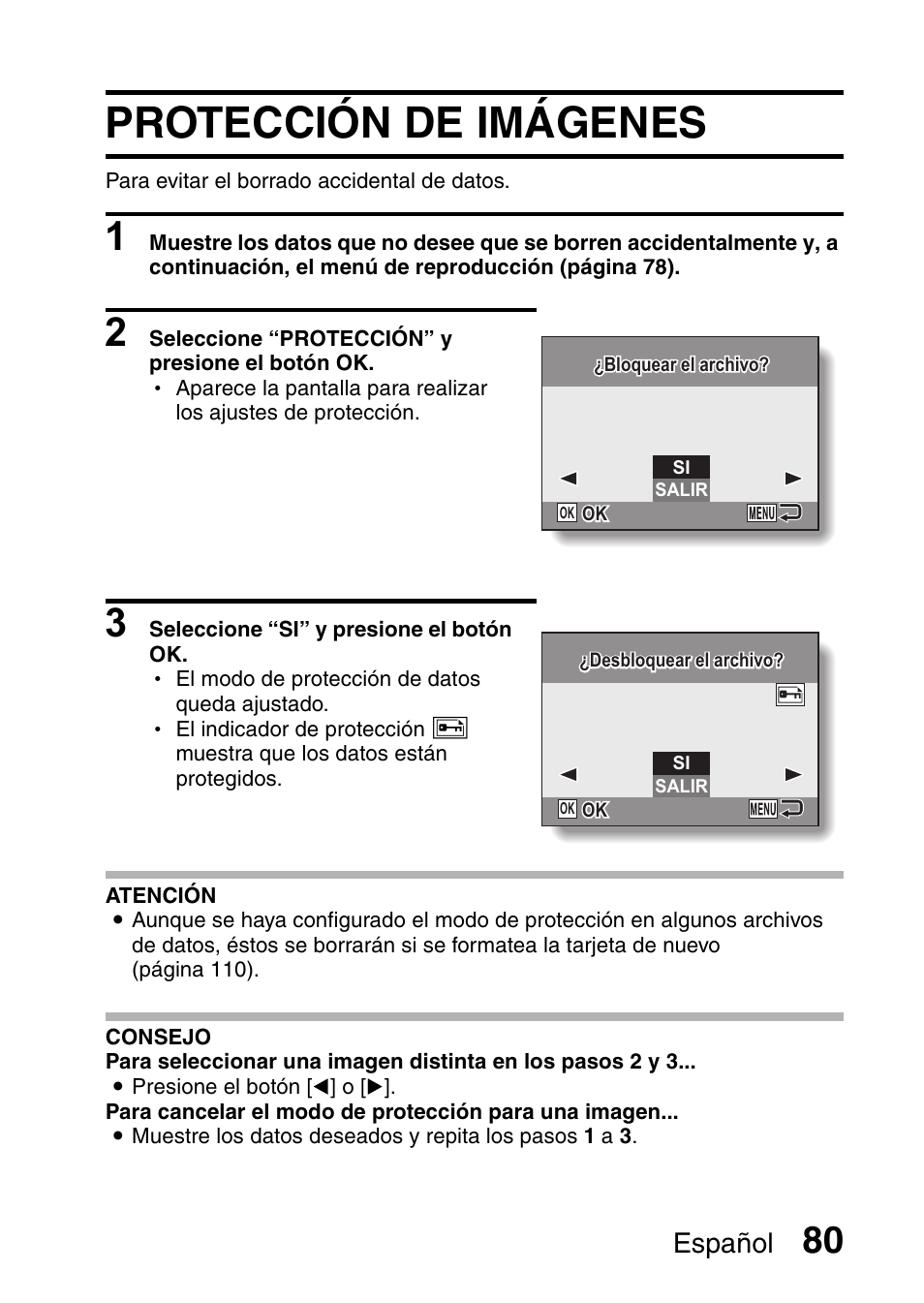 Protección de imágenes, Español | Ricoh R50 User Manual | Page 82 / 159