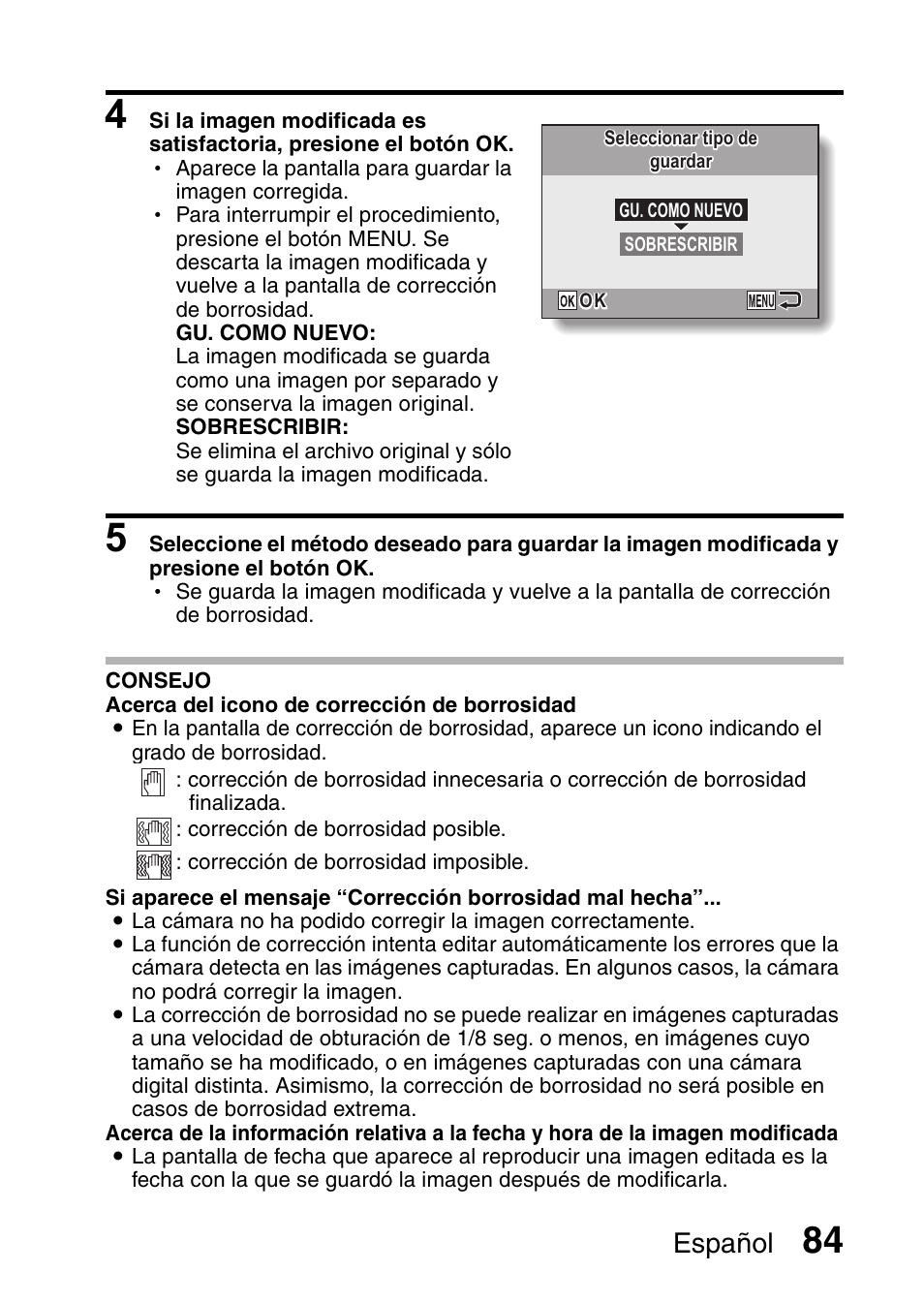 Español | Ricoh R50 User Manual | Page 86 / 159