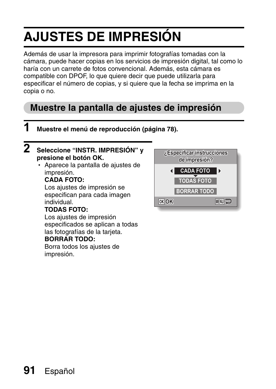 Ajustes de impresión, Muestre la pantalla de ajustes de impresión, Español | Ricoh R50 User Manual | Page 93 / 159