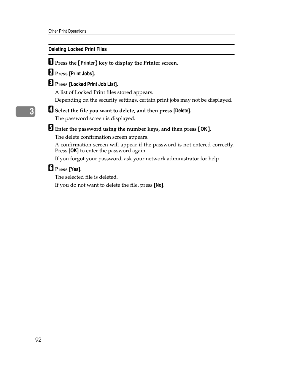 Deleting locked print files | Ricoh 1350 User Manual | Page 100 / 158