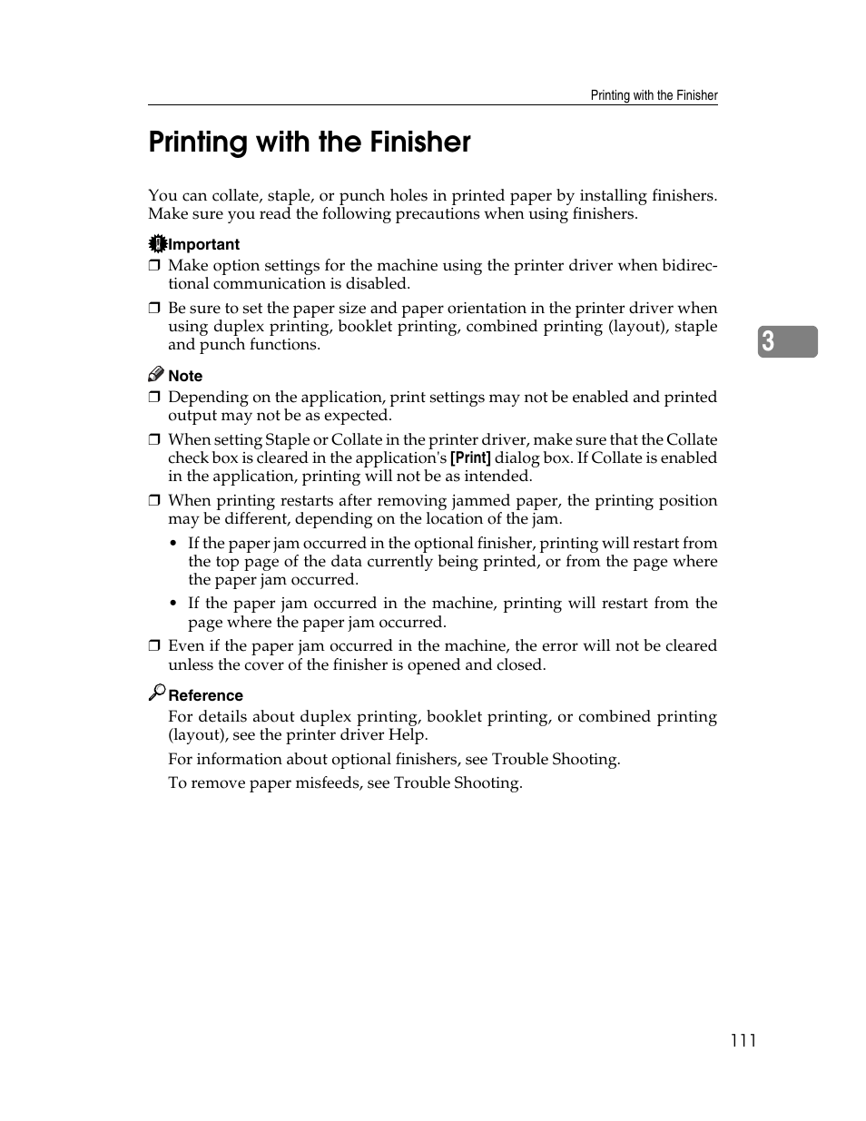 Printing with the finisher, 3printing with the finisher | Ricoh 1350 User Manual | Page 119 / 158