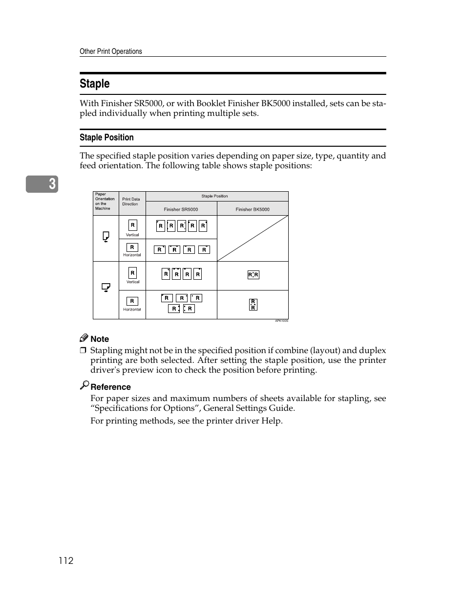 Staple, Staple position | Ricoh 1350 User Manual | Page 120 / 158