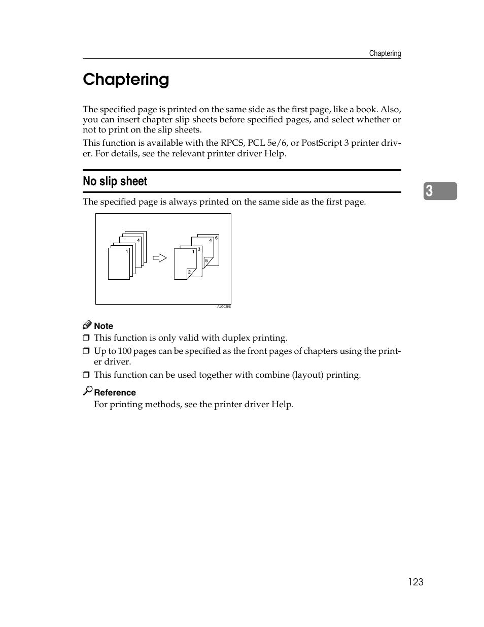 Chaptering, No slip sheet, 3chaptering | Ricoh 1350 User Manual | Page 131 / 158