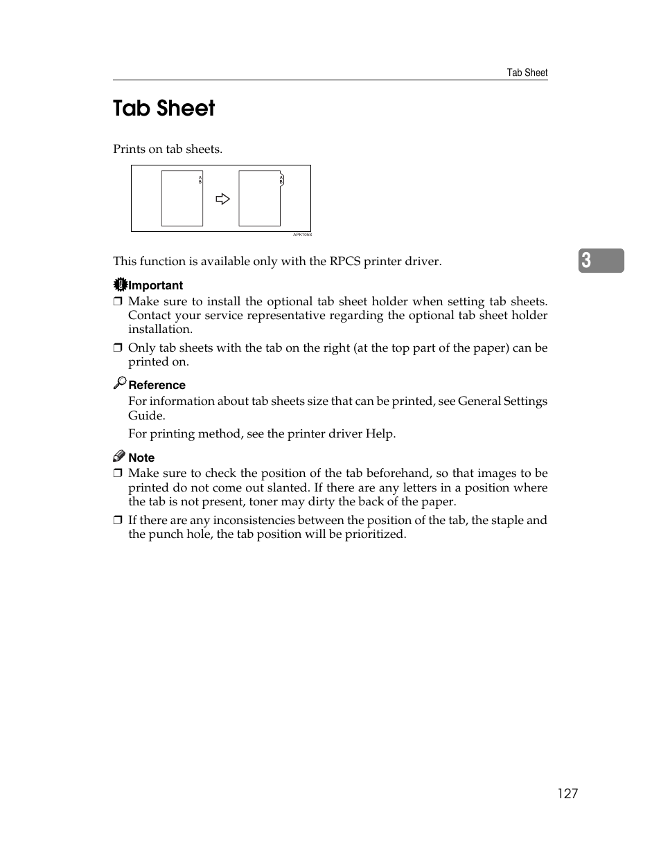 Tab sheet, 3tab sheet | Ricoh 1350 User Manual | Page 135 / 158