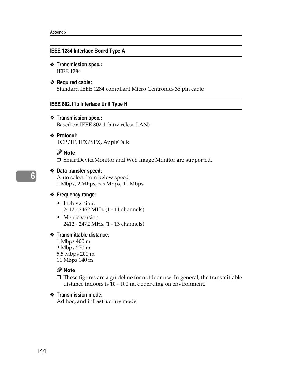 Ieee 1284 interface board type a, Ieee 802.11b interface unit type h | Ricoh 1350 User Manual | Page 152 / 158