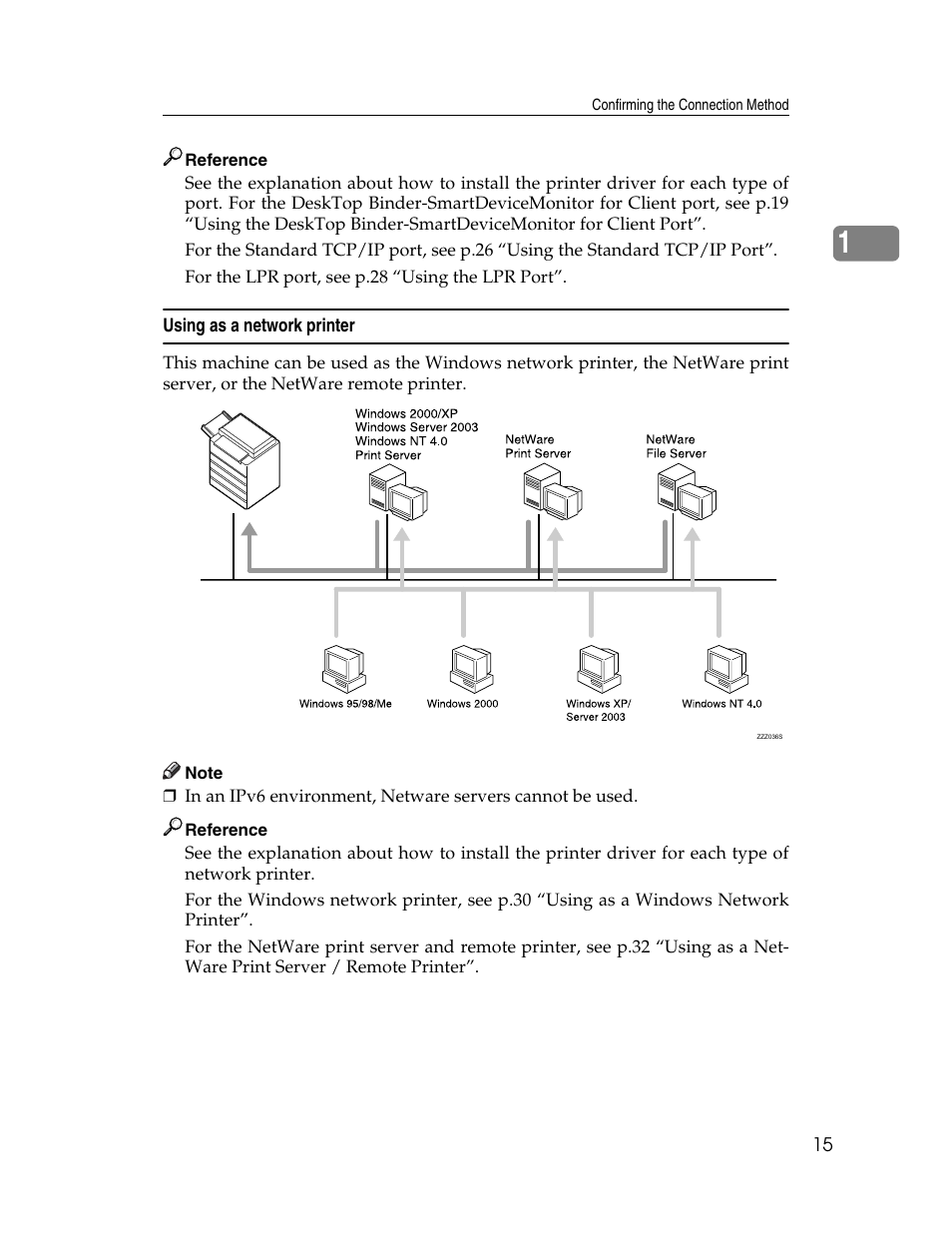 Using as a network printer | Ricoh 1350 User Manual | Page 23 / 158