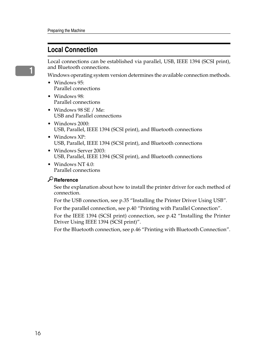 Local connection | Ricoh 1350 User Manual | Page 24 / 158