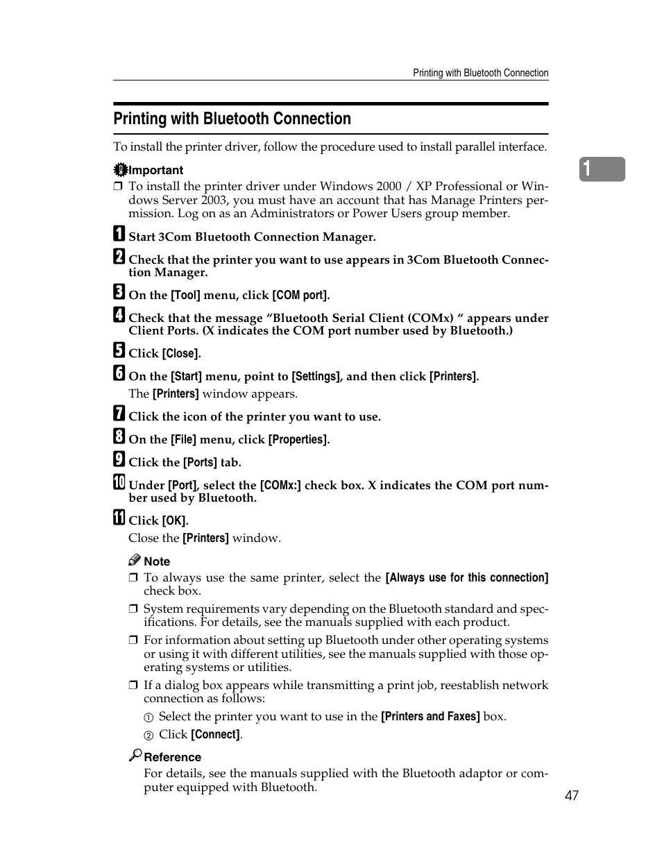 Printing with bluetooth connection | Ricoh 1350 User Manual | Page 55 / 158
