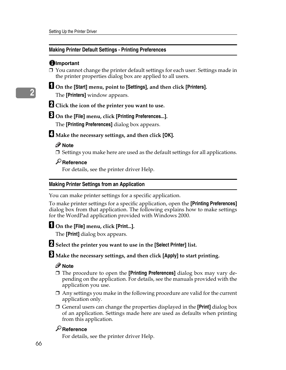 Making printer settings from an application | Ricoh 1350 User Manual | Page 74 / 158