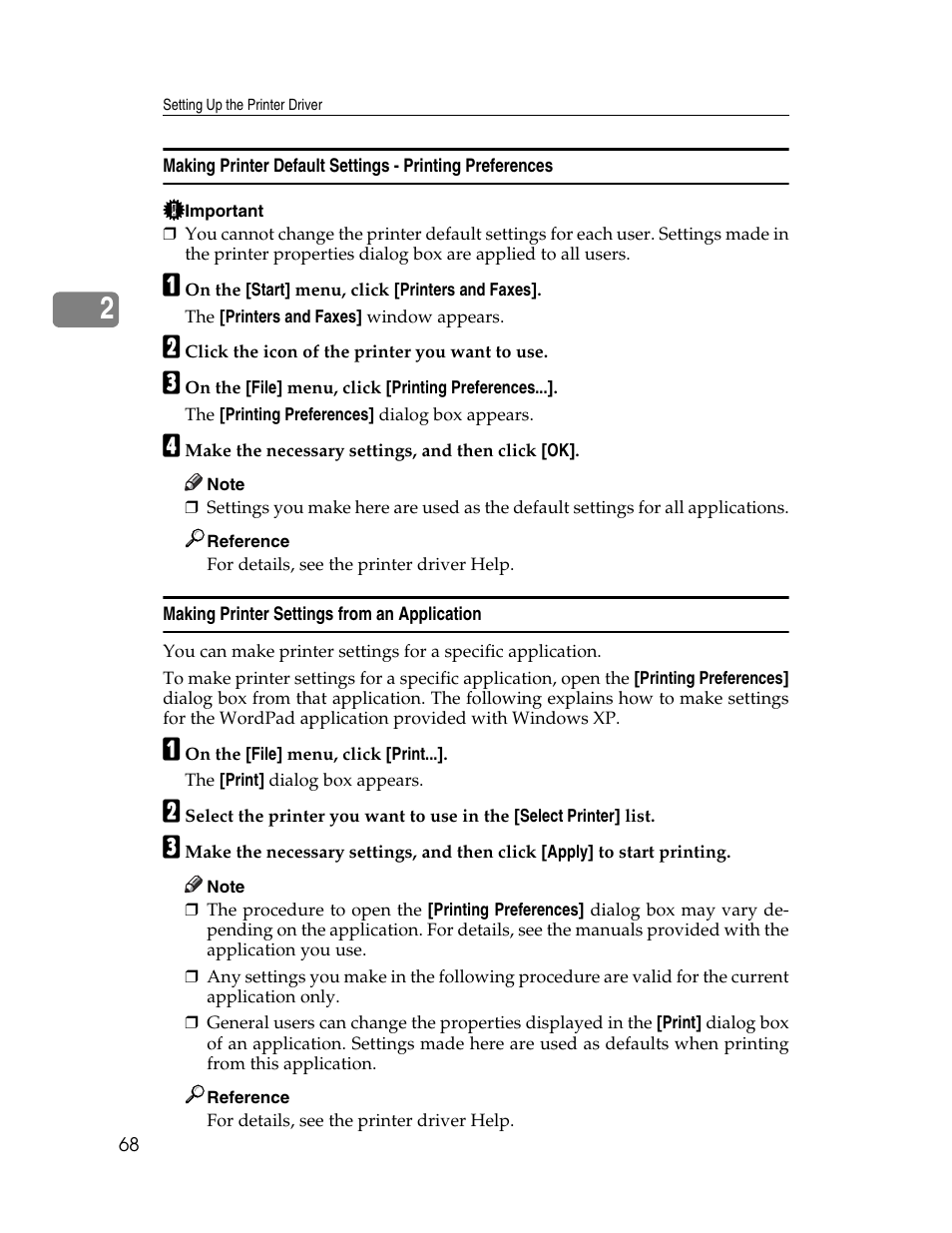 Making printer settings from an application | Ricoh 1350 User Manual | Page 76 / 158