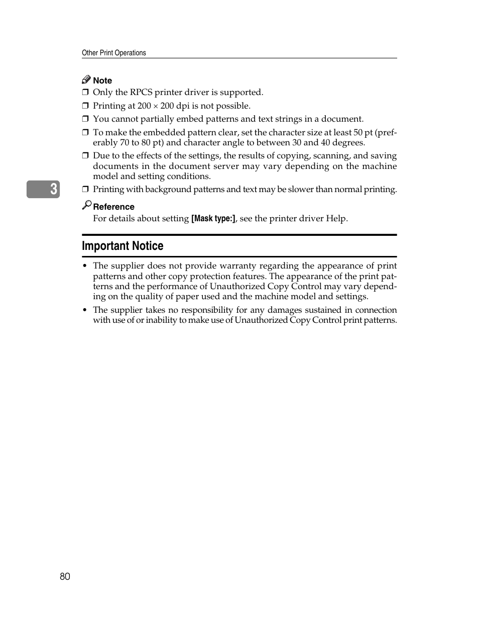 Important notice | Ricoh 1350 User Manual | Page 88 / 158