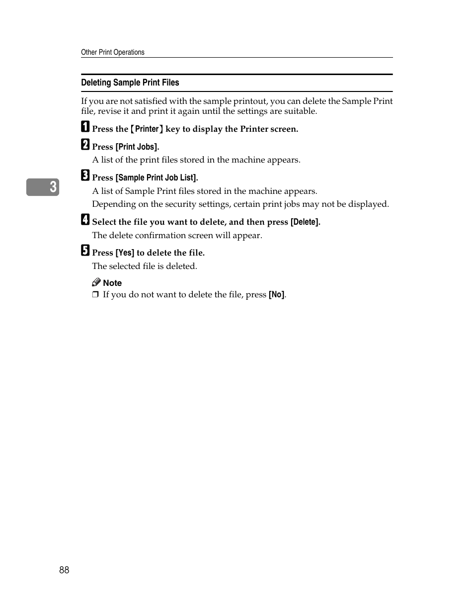 Deleting sample print files | Ricoh 1350 User Manual | Page 96 / 158