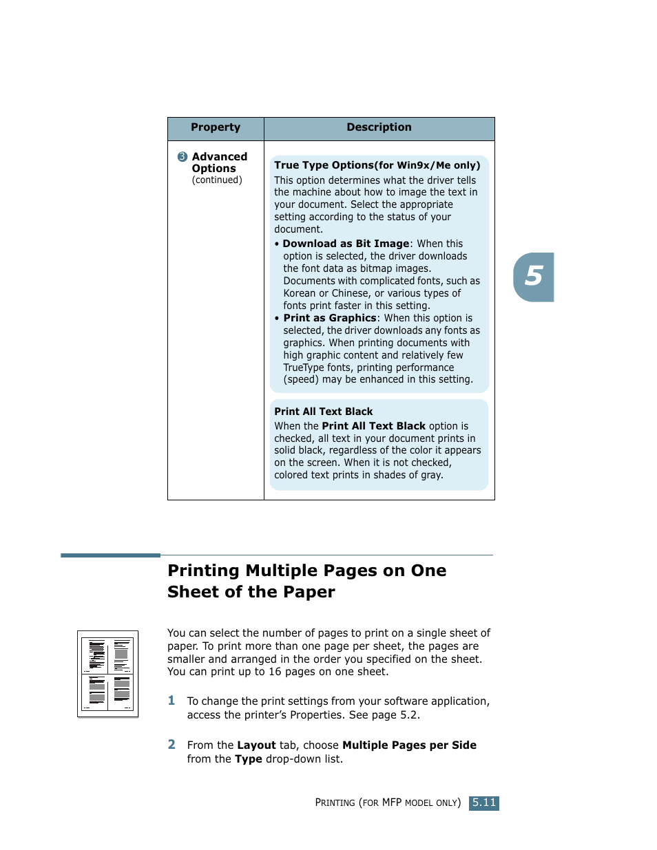 Printing multiple pages on one sheet of the paper | Ricoh Fax 2210L User Manual | Page 117 / 390