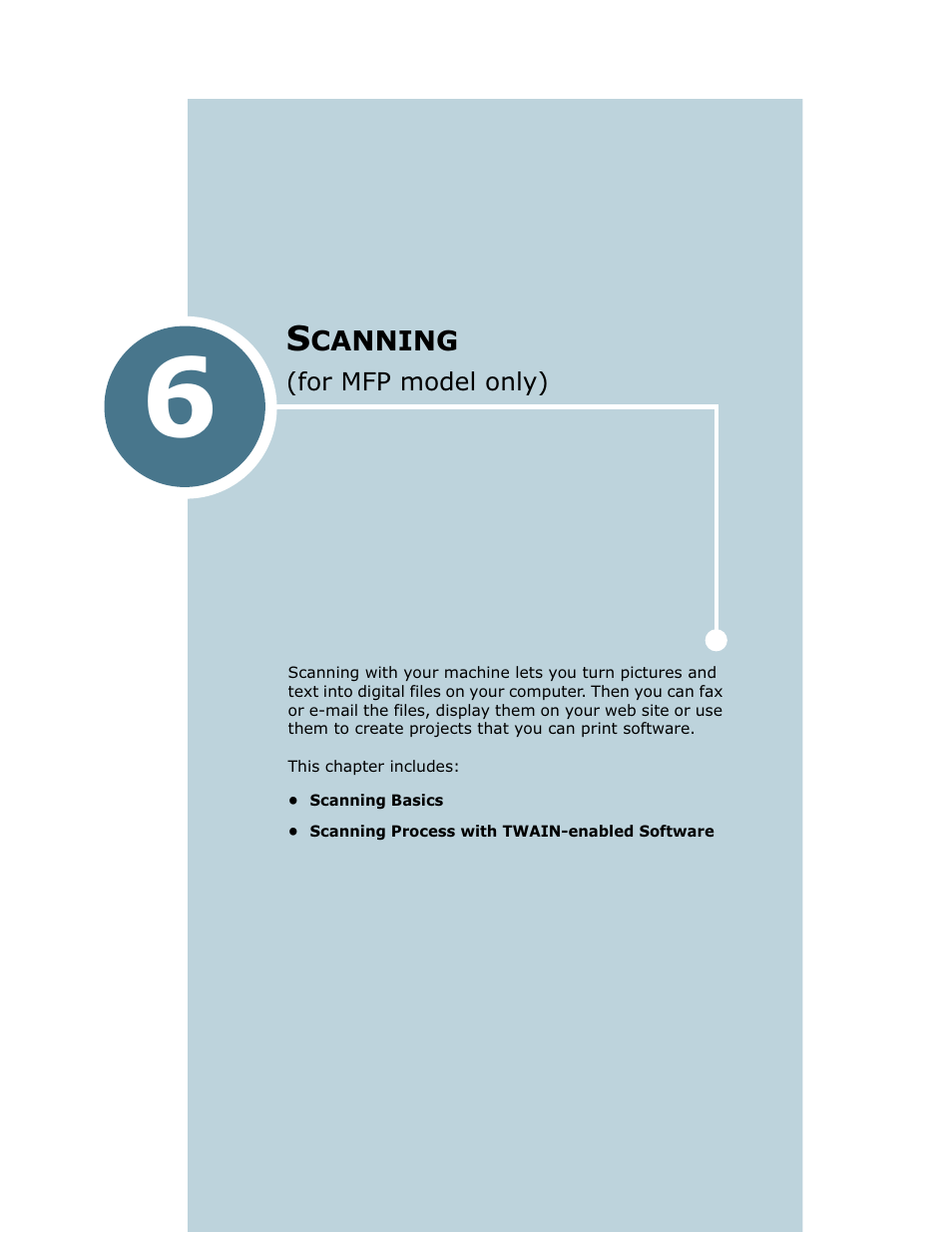 Scanning (for mfp model only), Chapter 6, Canning | Model, Only | Ricoh Fax 2210L User Manual | Page 133 / 390