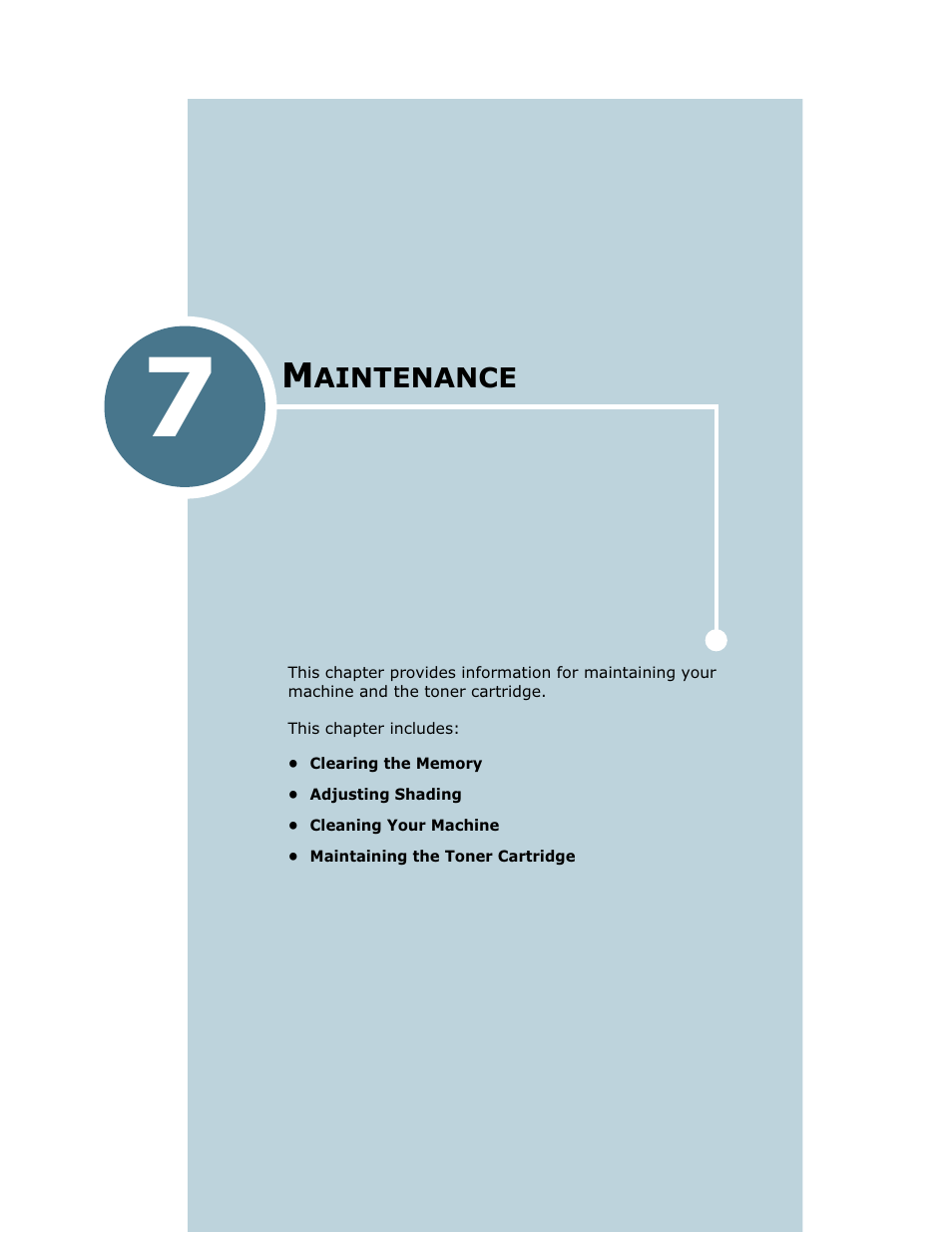 Maintenance, Chapter 7, Aintenance | Ricoh Fax 2210L User Manual | Page 135 / 390
