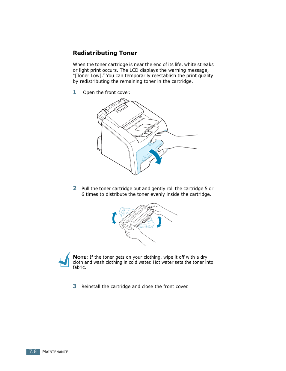 Redistributing toner | Ricoh Fax 2210L User Manual | Page 142 / 390