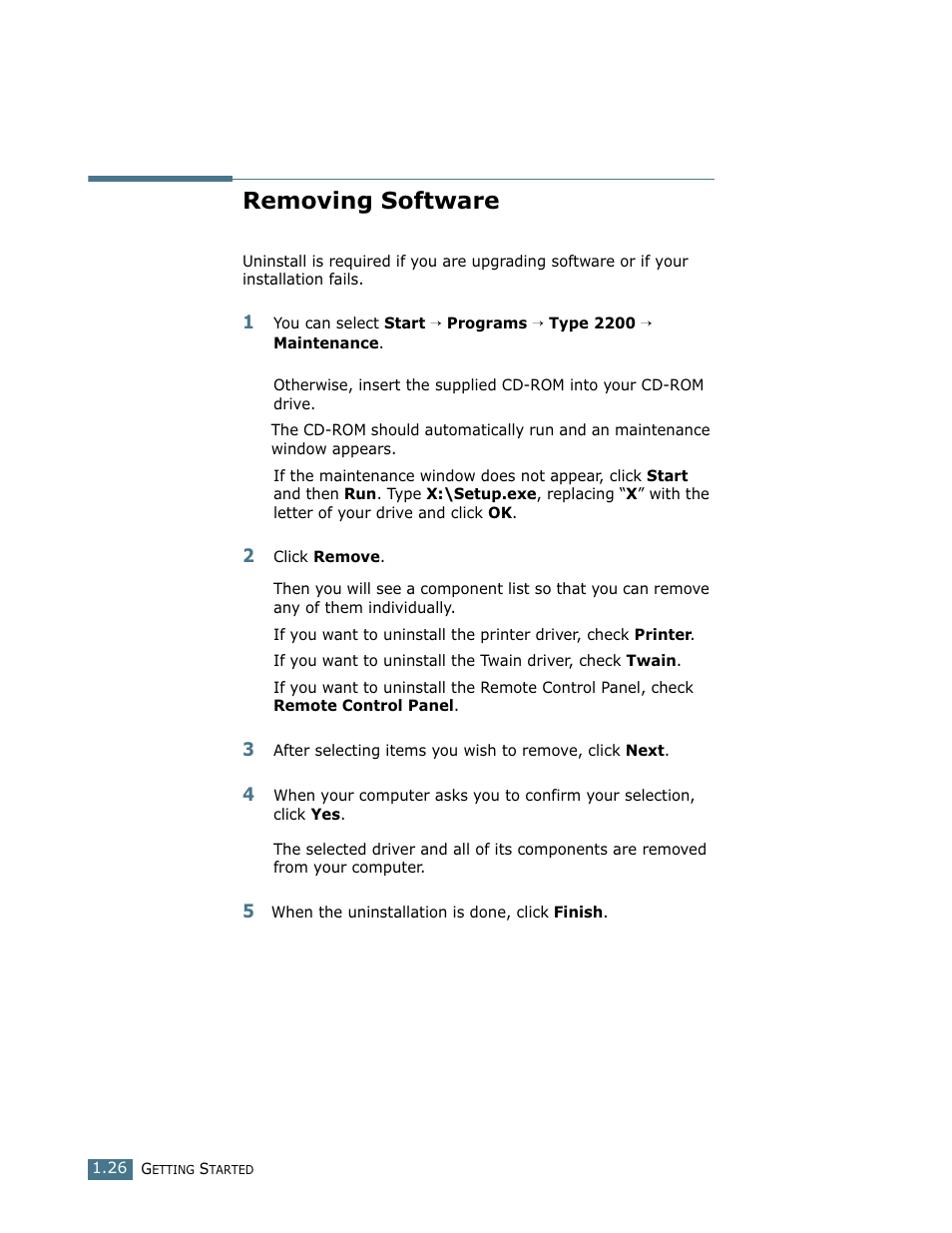 Removing software | Ricoh Fax 2210L User Manual | Page 235 / 390