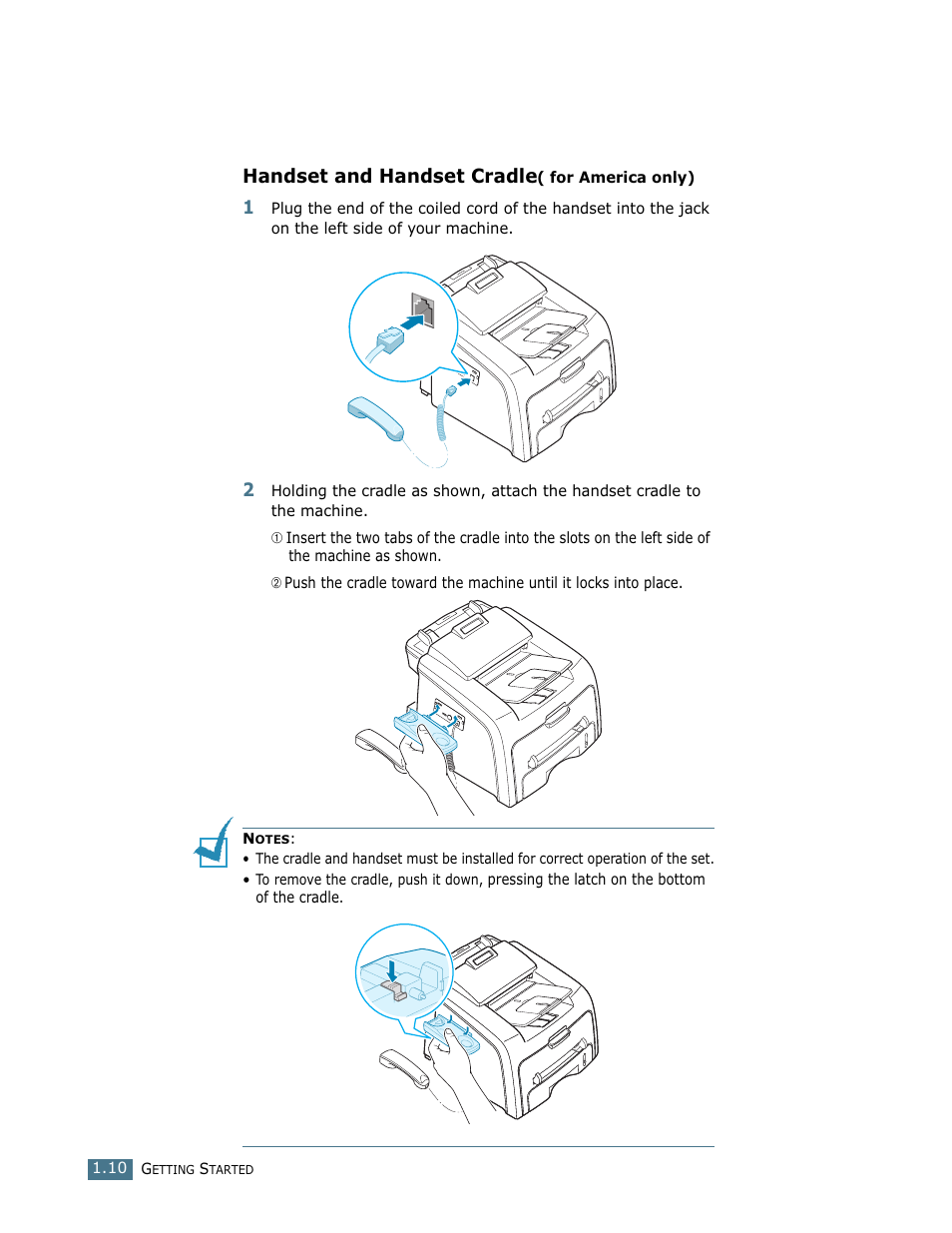 Handset and handset cradle( for america only), Handset and handset cradle | Ricoh Fax 2210L User Manual | Page 24 / 390